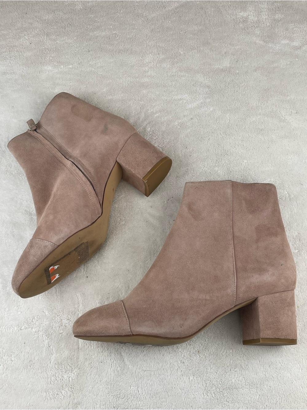 Halogen Mauve Taupe Suede Block Heel Ankle Boots